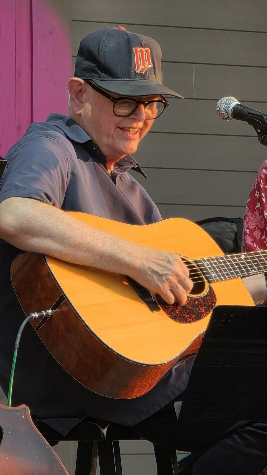 Boyd Bristow playing guitar at the Levitt